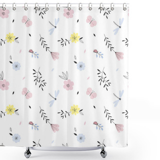 Personality  Tender Natural Floral Seamless Pattern Shower Curtains