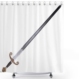 Personality  Medieval Sword Isolated On White Background Shower Curtains