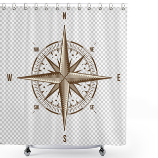 Personality  Vector Compass. High Quality Illustration. Old Style. West, East, North, South. Wind Rose Simple  Isolated Shower Curtains