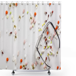 Personality  Spectacles And Pills Shower Curtains