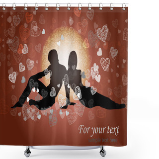 Personality  Valentine's Background With Couple In Love. Shower Curtains