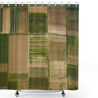 Personality  Aerial View Of Green Agricultural Fields With Power Line, Europe Shower Curtains