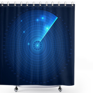 Personality  Blue Radar Screen Shower Curtains
