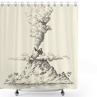 Personality  Active Volcano Drawing Shower Curtains