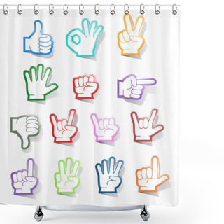 Personality  Hand Sign Sticker Collection Shower Curtains
