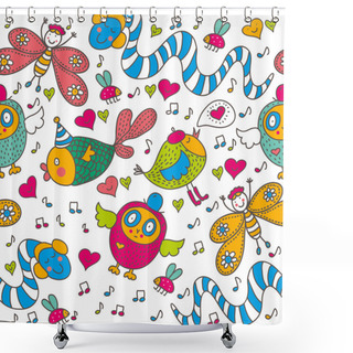 Personality  Cheerful Children's Seamless Pattern. Shower Curtains