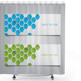 Personality  Paper Banner With A Set Of Hexagons Pattern Background Shower Curtains