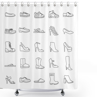 Personality  Shoes Outlines Vector Icons Shower Curtains