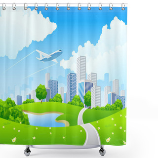 Personality  Green City Landscape Shower Curtains