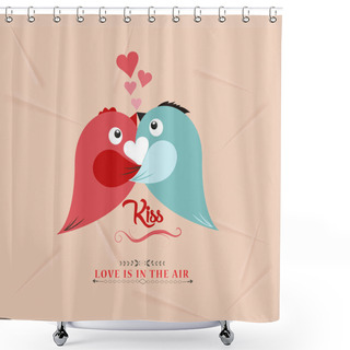 Personality  Valentine Bird Couple Kissed Lovely Shower Curtains