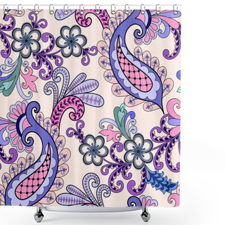 Personality  Seamless Paisley Pattern In Pink Lilac Tones  Shower Curtains