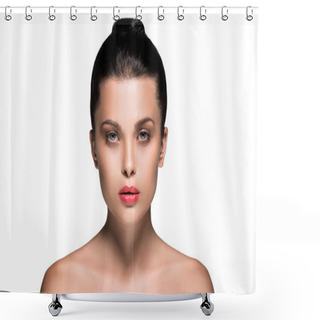 Personality  Woman With Red Lips Shower Curtains