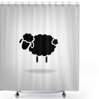 Personality  Black Silhouette Of Sheep On A Light Background Shower Curtains