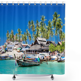 Personality  Long Tail Boats In Phi Phi Don Island, Krabi, Thailand Shower Curtains