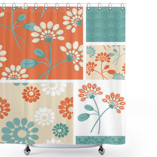 Personality  Summer Floral Seamless Vector Patterns. Shower Curtains