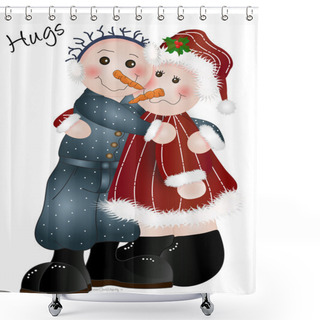 Personality  Hugs ~ Snow Couple Shower Curtains