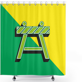 Personality  Barricade Green And Yellow Modern 3d Vector Icon Logo Shower Curtains