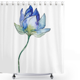Personality  Blue And Purple Lotus Flower. Watercolor Background Illustration Isolated Element. Shower Curtains