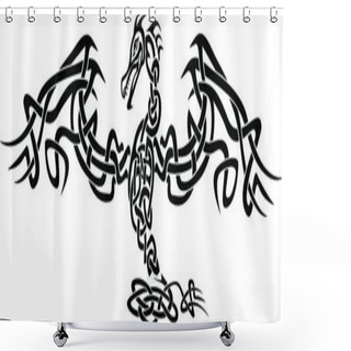 Personality  Imposing Stylized Celtic Knot Dragon Tattoo Illustration Shower Curtains