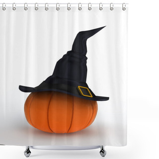 Personality  Halloween Pumpkin Dressed In Magical Witch Hat Shower Curtains