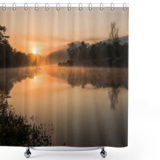 Personality  Sunrise On The River With Misty Shower Curtains