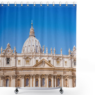Personality  Beautiful St. Peter's Basilica Under Blue Sky, Vatican, Italy Shower Curtains