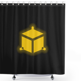 Personality  3d Modeling Yellow Glowing Neon Icon Shower Curtains