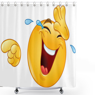 Personality  Laughing With Tears And Pointing Emoticon Shower Curtains