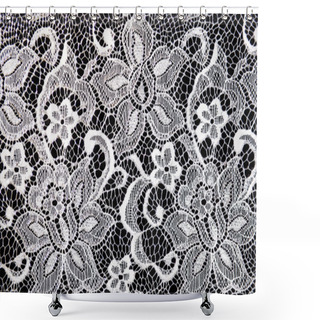 Personality  Floral Tile Pattern, White And Black Colors Shower Curtains