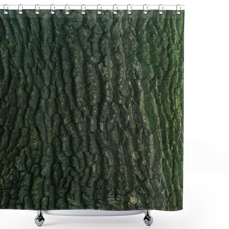 Personality  Close-up View Of Cracked Green Tree Bark Background  Shower Curtains
