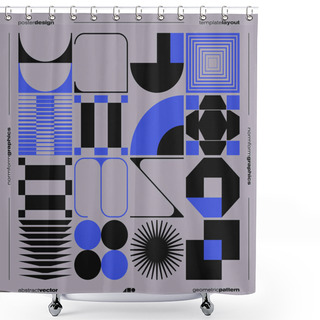 Personality  Neomodern Aesthetics Of Brutalism Design Vector Poster Cover Layout Made With Abstract Elements And Geometric Shapes, Useful For Poster Art, Website Design, Album Cover Prints, Fine Arts Images. Shower Curtains