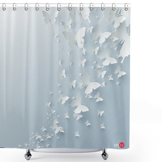 Personality  Vector Background With Paper Butterflies Shower Curtains