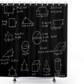 Personality  Hand Written Geometry Formulas Shower Curtains