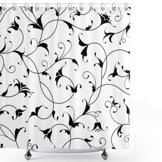 Personality  Floral Oriental Black Isolated Seamless Background Shower Curtains