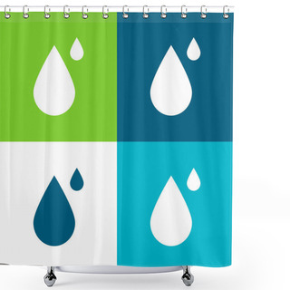 Personality  Big And Small Drops Flat Four Color Minimal Icon Set Shower Curtains
