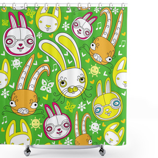 Personality  Rabbits Background Shower Curtains