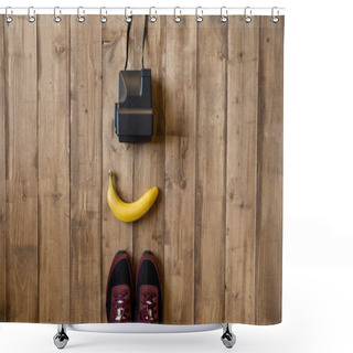 Personality  Banana And Instant Camera  Shower Curtains
