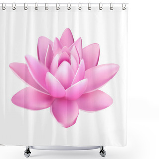 Personality  Vector Isolated Flower Of Lotus With Light Pink Petals With Reflection On White Background 3d Vector Illustration Shower Curtains