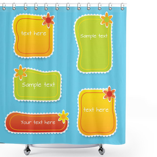 Personality  Vector Set Of Colored Floral Frames Shower Curtains