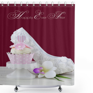 Personality  Wedding Day Concept With Happily Ever After Text.  Shower Curtains