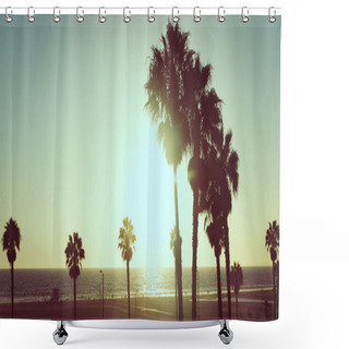 Personality  Sunset View With Palms Shower Curtains