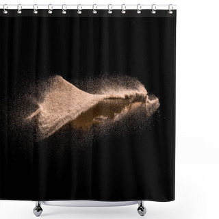 Personality  Dry River Sand Explosion. Golden Colored Sand Splash Agianst Dark Background. Shower Curtains