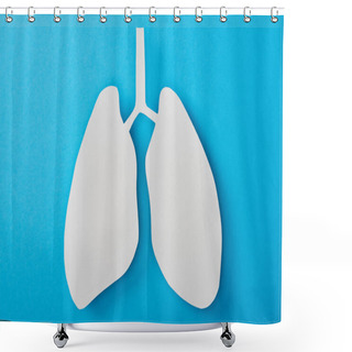 Personality  Top View Of Empty White Lungs Model Isolated On Blue Shower Curtains