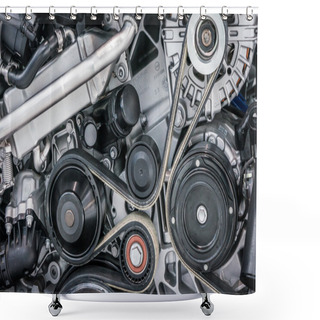 Personality  Close Up Shot Of Car Engine Shower Curtains