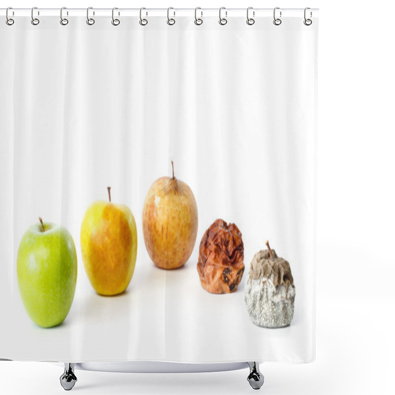 Personality  Five apples in different stages of decay shower curtains