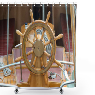 Personality  Old Boat Steering Wheel Shower Curtains