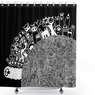 Personality  Monsters Population Of Our World Shower Curtains