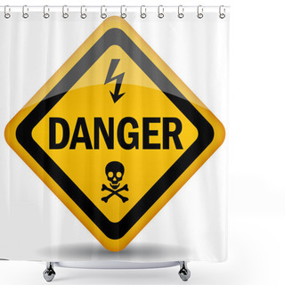 Personality  Vector Danger Warning Sign Shower Curtains
