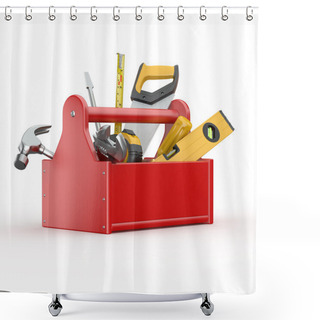 Personality  Toolbox With Tools. Skrewdriver, Hammer, Handsaw And Wrench Shower Curtains