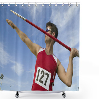 Personality  Athlete About To Throw Javelin Shower Curtains